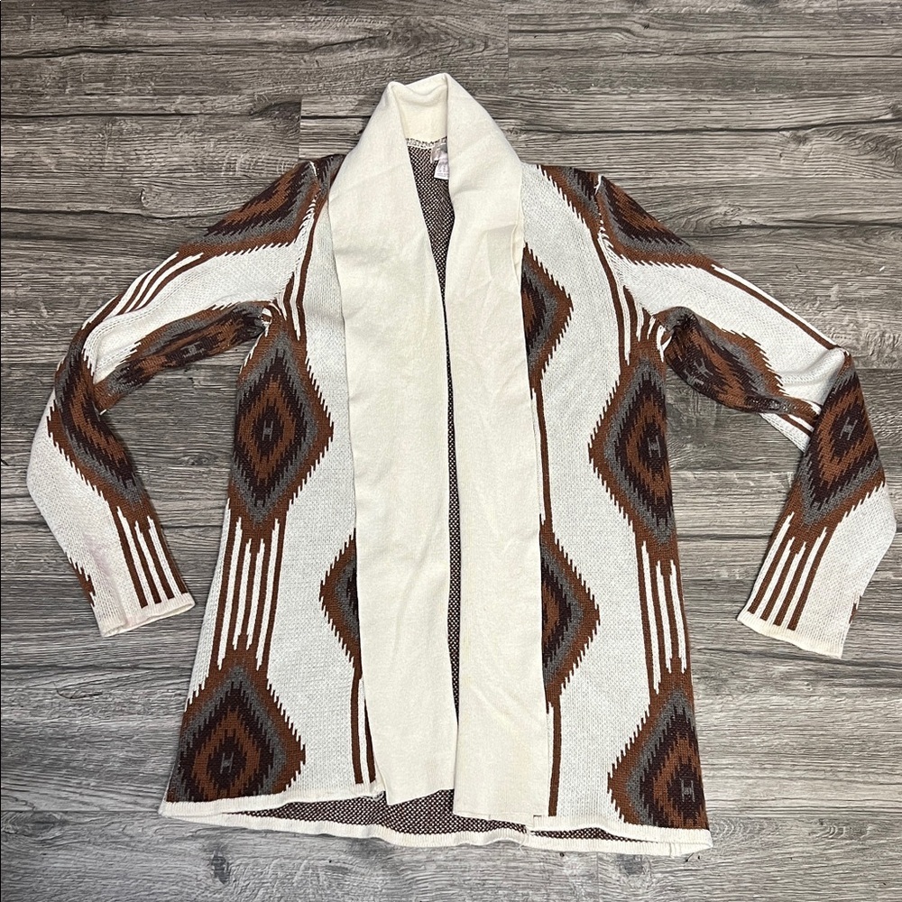 Love 21 Cream and Brown Patterned Blazer